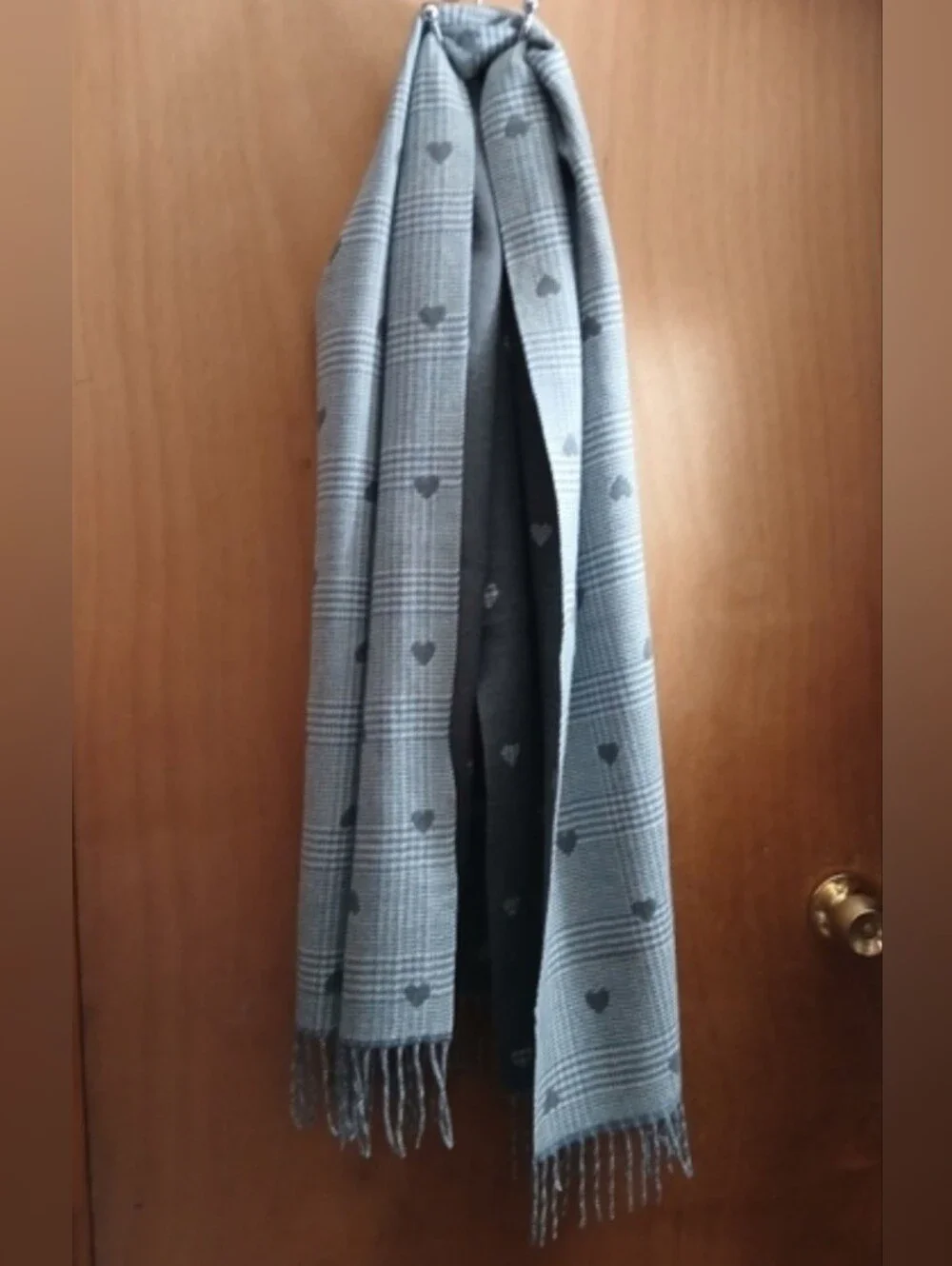Large Warm Gray Patterned Women's Scarf. One Size